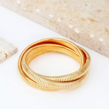 Stylish BONJOULRY Gold Plated Bangle Bracelet Set for Women