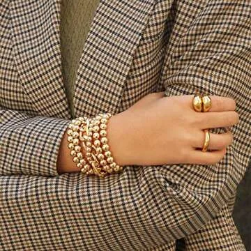 Me&Hz 18K Gold Plated Dome Ring Statement Rings for Women Men Simple Chunky Gold Rings Minimalist Chic Thumb Wide Thick Band Rings Size 7