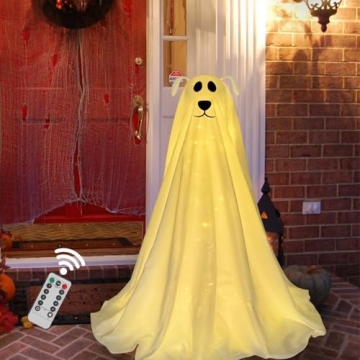 DAZONGE Halloween Decorations: Light-Up Spooky Ghost Dog for Home and Parties