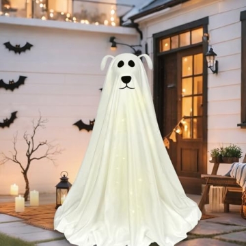DAZONGE Light-Up Ghost Dog Halloween Decor for Parties