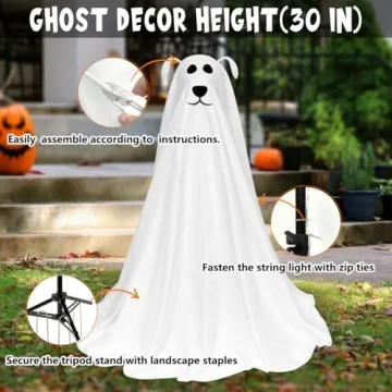 DAZONGE Light-Up Ghost Dog Halloween Decor for Parties