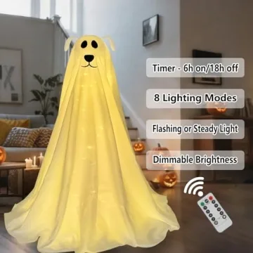 DAZONGE Light-Up Ghost Dog Halloween Decor for Parties