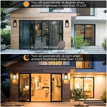 SHINE HAI Dusk to Dawn Sensor Outdoor Wall Sconce, Exterior Wall Lantern Fixture with E26 Base, Wall Mount Waterproof Wall Lamp for Porch, Doorway