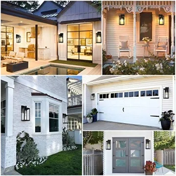 SHINE HAI Dusk to Dawn Sensor Outdoor Wall Sconce, Exterior Wall Lantern Fixture with E26 Base, Wall Mount Waterproof Wall Lamp for Porch, Doorway