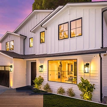 SHINE HAI Dusk to Dawn Sensor Outdoor Wall Sconce, Exterior Wall Lantern Fixture with E26 Base, Wall Mount Waterproof Wall Lamp for Porch, Doorway