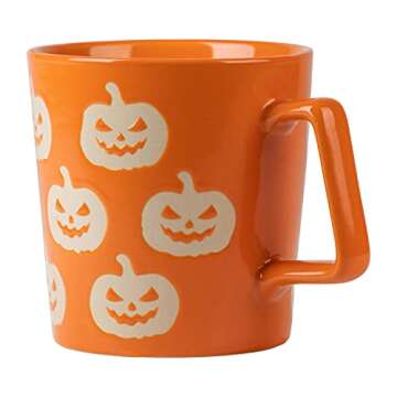 10 Strawberry Street Halloween Jack O Lantern & Ghost 20 oz Wax Resist Mugs, Black/Orange