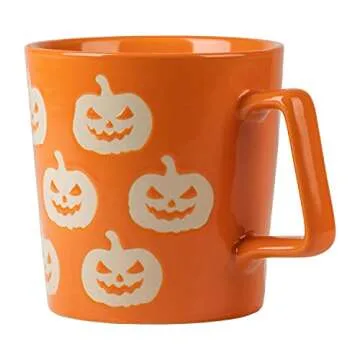 10 Strawberry Street Halloween Jack O Lantern & Ghost 20 oz Wax Resist Mugs, Black/Orange