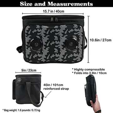 Beemojo Insulated Cooler Bag Bluetooth Speakers 24 cans 2 gallons Food Drinks | Rechargeable Battery Supports iOS & Android | Leakproof Foldable Travel Camping Hiking