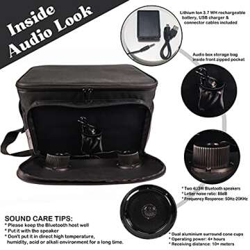 Beemojo Insulated Cooler Bag Bluetooth Speakers 24 cans 2 gallons Food Drinks | Rechargeable Battery Supports iOS & Android | Leakproof Foldable Travel Camping Hiking