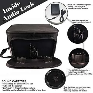 Beemojo Insulated Cooler Bag Bluetooth Speakers 24 cans 2 gallons Food Drinks | Rechargeable Battery Supports iOS & Android | Leakproof Foldable Travel Camping Hiking