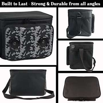 Beemojo Insulated Cooler Bag Bluetooth Speakers 24 cans 2 gallons Food Drinks | Rechargeable Battery Supports iOS & Android | Leakproof Foldable Travel Camping Hiking