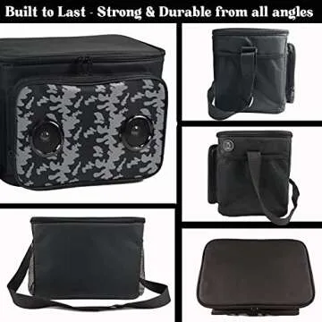 Beemojo Insulated Cooler Bag Bluetooth Speakers 24 cans 2 gallons Food Drinks | Rechargeable Battery Supports iOS & Android | Leakproof Foldable Travel Camping Hiking
