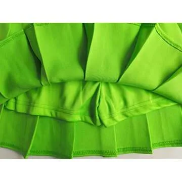 ZHANCHTONG Women's High Waist A-Line Pleated Mini Skirt Short Tennis Skirt (Fluorescent Green, XXL)