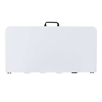 Flash Furniture Kathryn 2.79-Foot Square Bi-Fold Granite White Plastic Folding Table with Carrying Handle, 34" Square