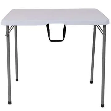 Flash Furniture Kathryn 2.79-Foot Square Bi-Fold Granite White Plastic Folding Table with Carrying Handle, 34" Square