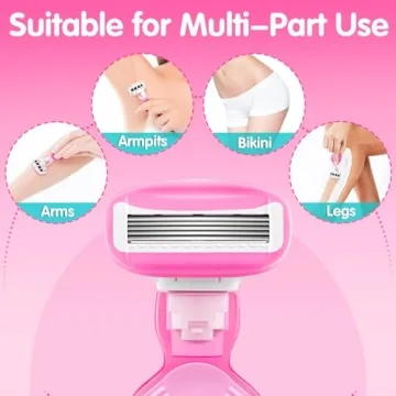 Travel Razors for Women Include 1 Handle and 2 Cartridges, Extra Smooth 5-Blade Travel Essentials Razor with Travel Case, Portable Travel Size Toiletries for Women, Pink