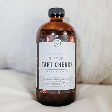 Rowe Casa Organics Tart Cherry Organic Sleep Support with Valerian Root and Chamomile, Naturally Supports Sleep Cycle Regulation and Muscle Recovery, 16 FL OZ