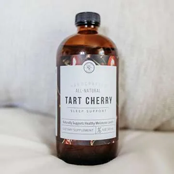 Rowe Casa Organics Tart Cherry Organic Sleep Support with Valerian Root and Chamomile, Naturally Supports Sleep Cycle Regulation and Muscle Recovery, 16 FL OZ