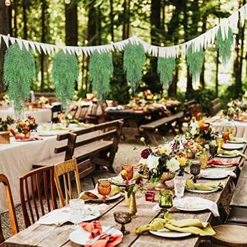 herfate Garland Artificial Hanging Plants 4 PC Weeping Willow Swag Leaves Ivy Vine Fake Seaweed Greenery Faux Plants Realistic Home Office Christmas Decoration Indoor Outdoor