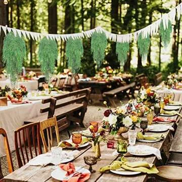 herfate Garland Artificial Hanging Plants 4 PC Weeping Willow Swag Leaves Ivy Vine Fake Seaweed Greenery Faux Plants Realistic Home Office Christmas Decoration Indoor Outdoor