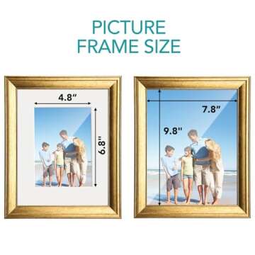 TWING 8x10 Picture Frame Gold Displays 5x7 Photo Frame with Mat or 8x10 Inch Without Mat,Picture Fra...