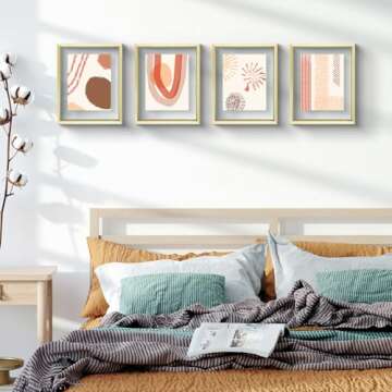 Frametory, 8x10 Floating Picture Frame - Metal Photo Frame - Real Glass - for Wall Mount or Tabletop Displays (Gold, 2 Pack)