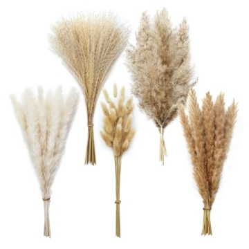110 PCS Boho Pampas Grass Decor - Natural Dried Flowers for Elegant Home & Wedding