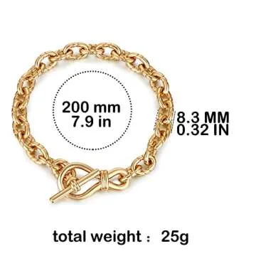 FRUMOS Dainty Layering Bracelets for Women 18k Gold Plated Fashion Chunky Cuban Paperclip Link Chain...