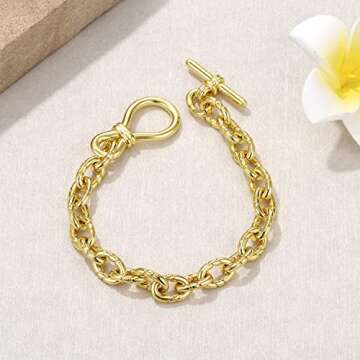 FRUMOS 18k Gold Plated Minimalist Bracelet for Women