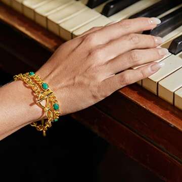 FRUMOS 18k Gold Plated Minimalist Bracelet for Women