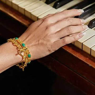 FRUMOS 18k Gold Plated Minimalist Bracelet for Women