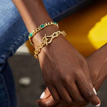 FRUMOS 18k Gold Plated Minimalist Bracelet for Women