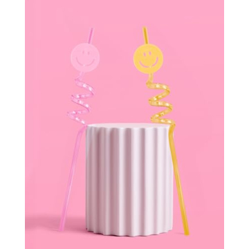 xo, Fetti Smiley Reusable Straw Set - Fun Party Supplies