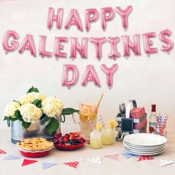 Galentines Day Decorations Balloons, 12pcs Galentines Day Balloons Set Include 16 inch Happy Galentines Day,Lip,Heart Shape,Lipstick Shape Foil Balloons and Latex Balloons for Galentines Day Party