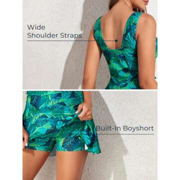 Stylish Plus-Size Swimdress with Tummy Control for Women