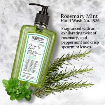 C.O. Bigelow Hand Wash Rosemary Mint, Village Perfumer Moisturizing Hand Soap for Bathroom & Kitchen with Aloe Vera and Pro-Vitamin B5, 10 fl oz