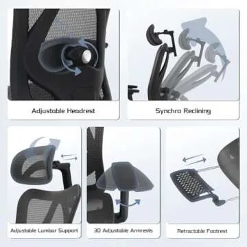 Ergonomic Office Chair, Comfort Mesh with Adjustable Lumbar Support, SGS Class 4 Gas Cylinder Certification Upgraded Black