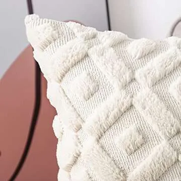 MADIZZ Beige Plush Throw Pillow Covers - Cozy & Elegant
