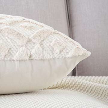 MADIZZ Set of 2 Beige Plush Short Wool Throw Pillow Covers 16x16 Inch Square Super Soft Cozy Decorative Velvet Cushion Cover for Sofa Bedroom Livingroom Pillow Shell