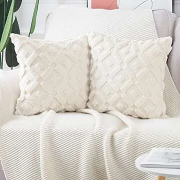 MADIZZ Beige Plush Throw Pillow Covers - Cozy & Elegant