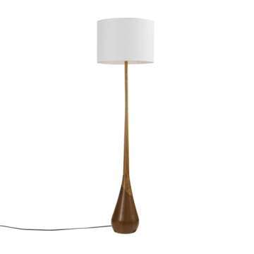Globe Electric Novogratz x Globe Harrington 65" Floor Lamp, 2-Tone Faux Wood Base, White Fabric Shade, Socket Rotary Switch 67225
