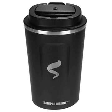 SIMPLE DRINK Insulated Travel Coffee Mug | Double Wall Vacuum Stainless Steel Coffee Cup Tumbler with Spill Proof Lid for Hot and Ice Beverages, 12 oz