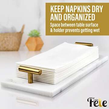 Guest Towel Holder Tray for Bathroom - White Marble Tray - Napkin Holder for Bathroom - Bathroom Hand Towel Tray, Paper Guest Towel Holder, Vanity Tray for Bathroom