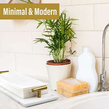 Guest Towel Holder Tray for Bathroom - White Marble Tray - Napkin Holder for Bathroom - Bathroom Hand Towel Tray, Paper Guest Towel Holder, Vanity Tray for Bathroom