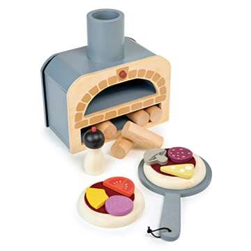 Tender Leaf Toys - Make Me a Pizza! - Pizza Toy Oven, 18 Piece Wooden Play Food Set - Develops Social, Creative and Imaginative Skills, Gender-Neutral for Boys and Girls - Age 3+