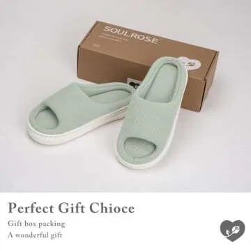 SOULROSE Slippers for Women Memory Foam House Bedroom Platfoam Slipper Slides Cloud Lightweight Comfy Waffle Womens Slippers Cozy Open Toe Indoor Outdoor Slide Shoes