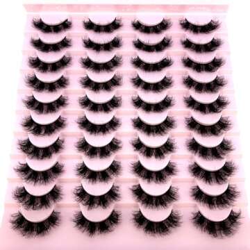 HBZGTLAD 20 Pairs 25 mm 3D Mink Lashes Bulk Faux with Custom Box Wispy Natural Mink Lashes Pack Shor...