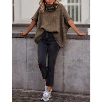 Ynhonra Turtleneck Short Sleeve Sweater for Women