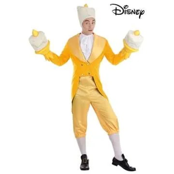 Fun Costumes Disneys Beauty and The Beast Lumiere Costume for Men, Be Our Guest Candlestick Charmer Outfit Large Yellow