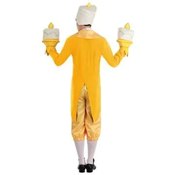 Fun Costumes Disneys Beauty and The Beast Lumiere Costume for Men, Be Our Guest Candlestick Charmer Outfit Large Yellow